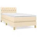 cadre de lit et matelas Crème 90x190 cm Tissu