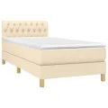 cadre de lit et matelas Crème 90x190 cm Tissu