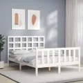 Cadre de lit avec tête de lit blanc 140x190 cm bois massif