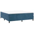 cadre de lit et matelas Bleu foncé 160x200cm Velours
