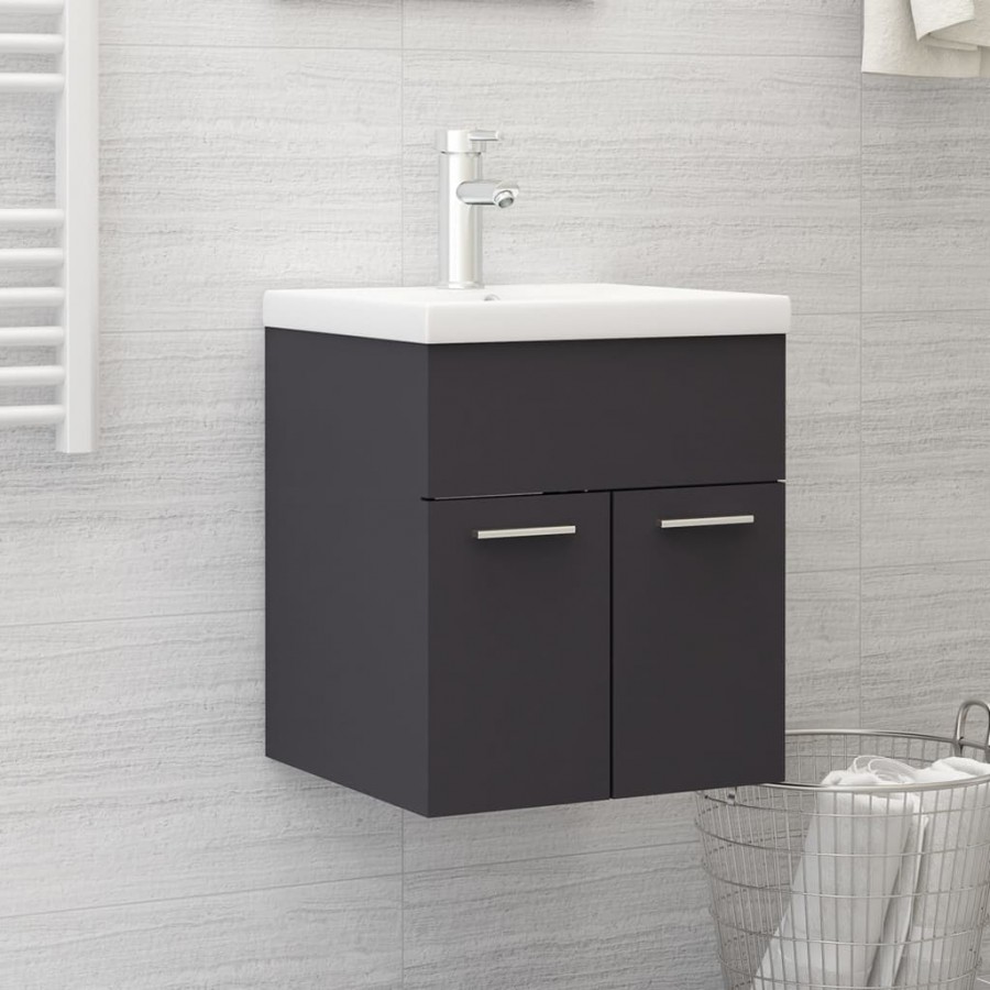 Armoire d'évier avec lavabo intégré Gris Aggloméré