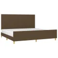 Cadre de lit avec tête de lit Marron foncé 200x200 cm Tissu