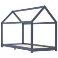 Cadre de lit d'enfant Gris  Bois de pin massif 90 x 200 cm