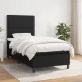 cadre de lit avec matelas Noir 90x200 cm Tissu
