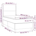 cadre de lit avec matelas Noir 90x200 cm Tissu