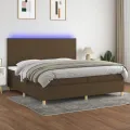 cadre de lit matelas et LED Marron foncé 200x200 cm