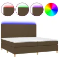 cadre de lit matelas et LED Marron foncé 200x200 cm