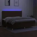 cadre de lit matelas et LED Marron foncé 200x200 cm