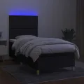 cadre de lit avec matelas et LED Noir 90x200cm Tissu