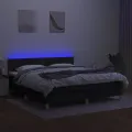 cadre de lit avec matelas LED Noir 180x200 cm Tissu