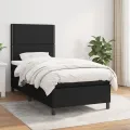 cadre de lit avec matelas Noir 90x190 cm Tissu