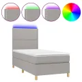 cadre de lit avec matelas et LED Gris clair 90x200cm