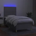 cadre de lit avec matelas et LED Gris clair 90x200cm