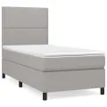 cadre de lit avec matelas Gris clair 90x200 cm Tissu