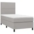 cadre de lit avec matelas Gris clair 90x200 cm Tissu