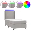 cadre de lit matelas LED Gris clair 90x200cm Tissu