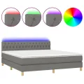 cadre de lit et matelas et LED Gris foncé 160x200 cm