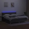 cadre de lit et matelas et LED Gris foncé 160x200 cm
