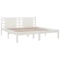 Cadre de lit Blanc Bois de pin massif 200x200 cm