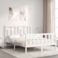 Cadre de lit avec tête de lit blanc 140x190 cm bois massif