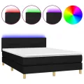 cadre de lit avec matelas LED Noir 140x200 cm Tissu