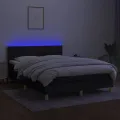 cadre de lit avec matelas LED Noir 140x200 cm Tissu