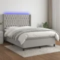 cadre de lit matelas LED Gris clair 140x200 cm Tissu