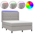 cadre de lit matelas LED Gris clair 140x200 cm Tissu
