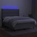 cadre de lit matelas LED Gris clair 140x200 cm Tissu