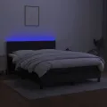 cadre de lit avec matelas LED Noir 140x190 cm Tissu