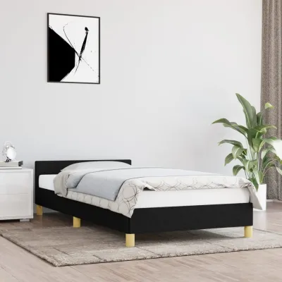 Cadre de lit avec tête de lit Noir 90x200 cm Tissu