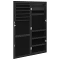 Armoire à bijoux avec miroir et éclairage LED mural noir
