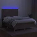 cadre de lit et matelas et LED Taupe 140x200cm Tissu