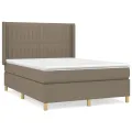 cadre de lit avec matelas Taupe 140x200 cm Tissu