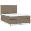 cadre de lit avec matelas Taupe 140x200 cm Tissu