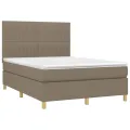cadre de lit avec matelas Taupe 140x200 cm Tissu