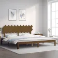 Cadre de lit avec tête de lit marron miel 200x200cm bois massif