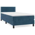 cadre de lit avec matelas Bleu foncé 90x190 cm