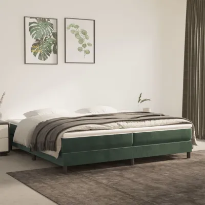 cadre de lit et matelas Vert foncé 200x200cm Velours