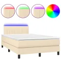 cadre de lit avec matelas LED Crème 120x200 cm Tissu