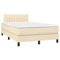 cadre de lit avec matelas LED Crème 120x200 cm Tissu