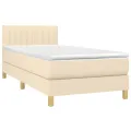 cadre de lit avec matelas Crème 100x200 cm Tissu