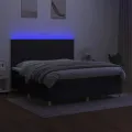 cadre de lit et matelas et LED Noir 160x200 cm Tissu