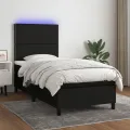 cadre de lit et matelas et LED Noir 100x200 cm Tissu