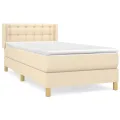 cadre de lit avec matelas Crème 80x200 cm Tissu