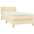 cadre de lit avec matelas Crème 80x200 cm Tissu