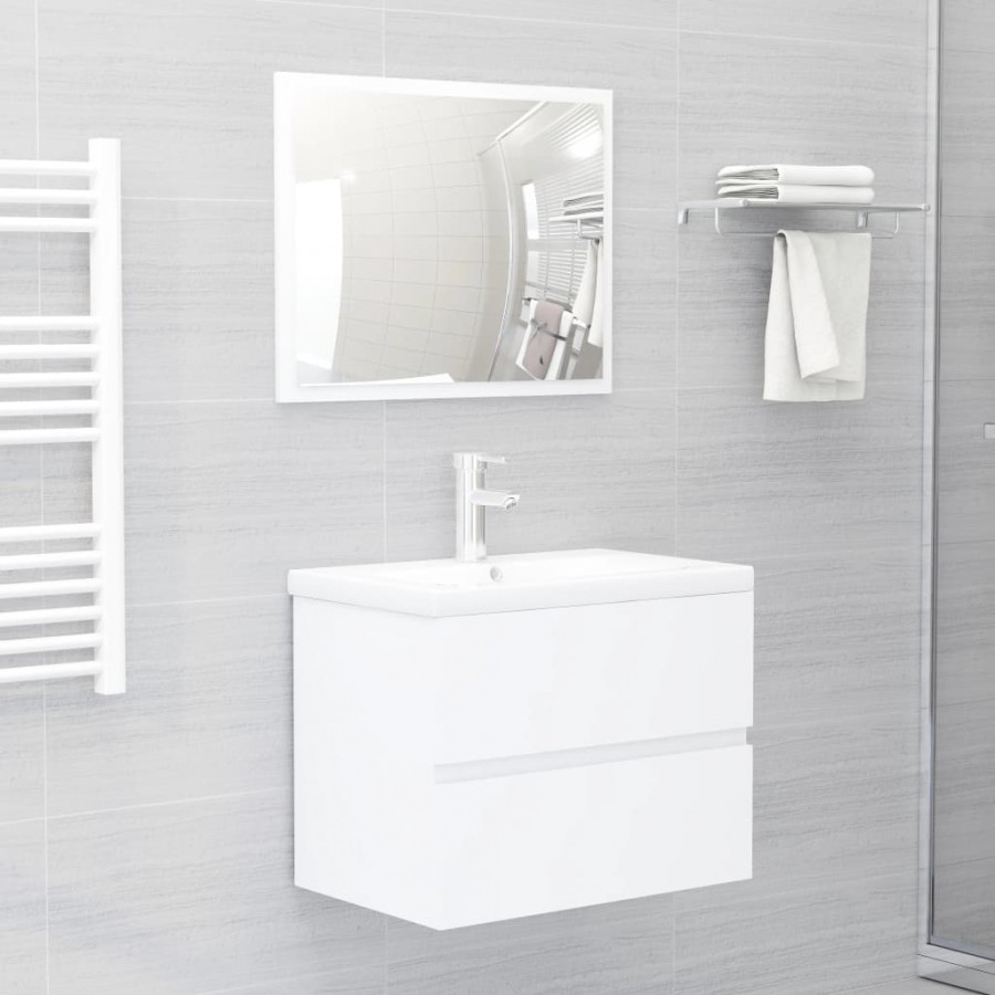 Ensemble de meubles de salle de bain 2 pcs Blanc Aggloméré