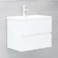 Ensemble de meubles de salle de bain 2 pcs Blanc Aggloméré