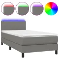 cadre de lit et matelas et LED Gris foncé 100x200 cm