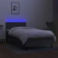 cadre de lit et matelas et LED Gris foncé 100x200 cm